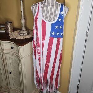 VENUS Red, White, and Blue Flag Swim Coverup